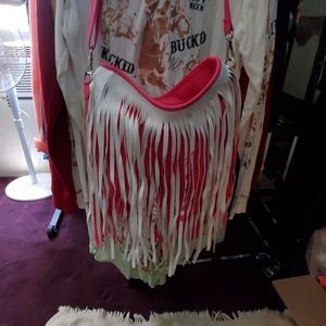Pink Zebra leather Fringed